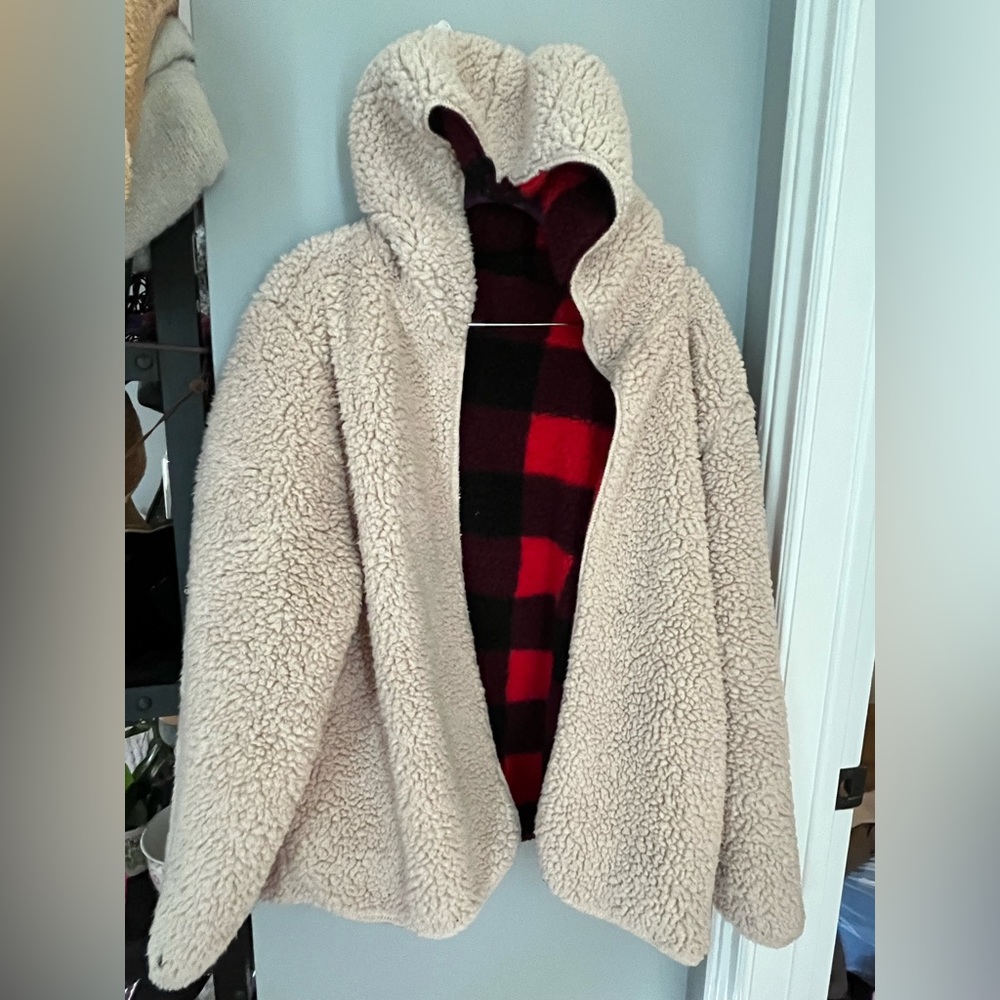 REVERSIBLE TEDDY BEAR CARDIGAN